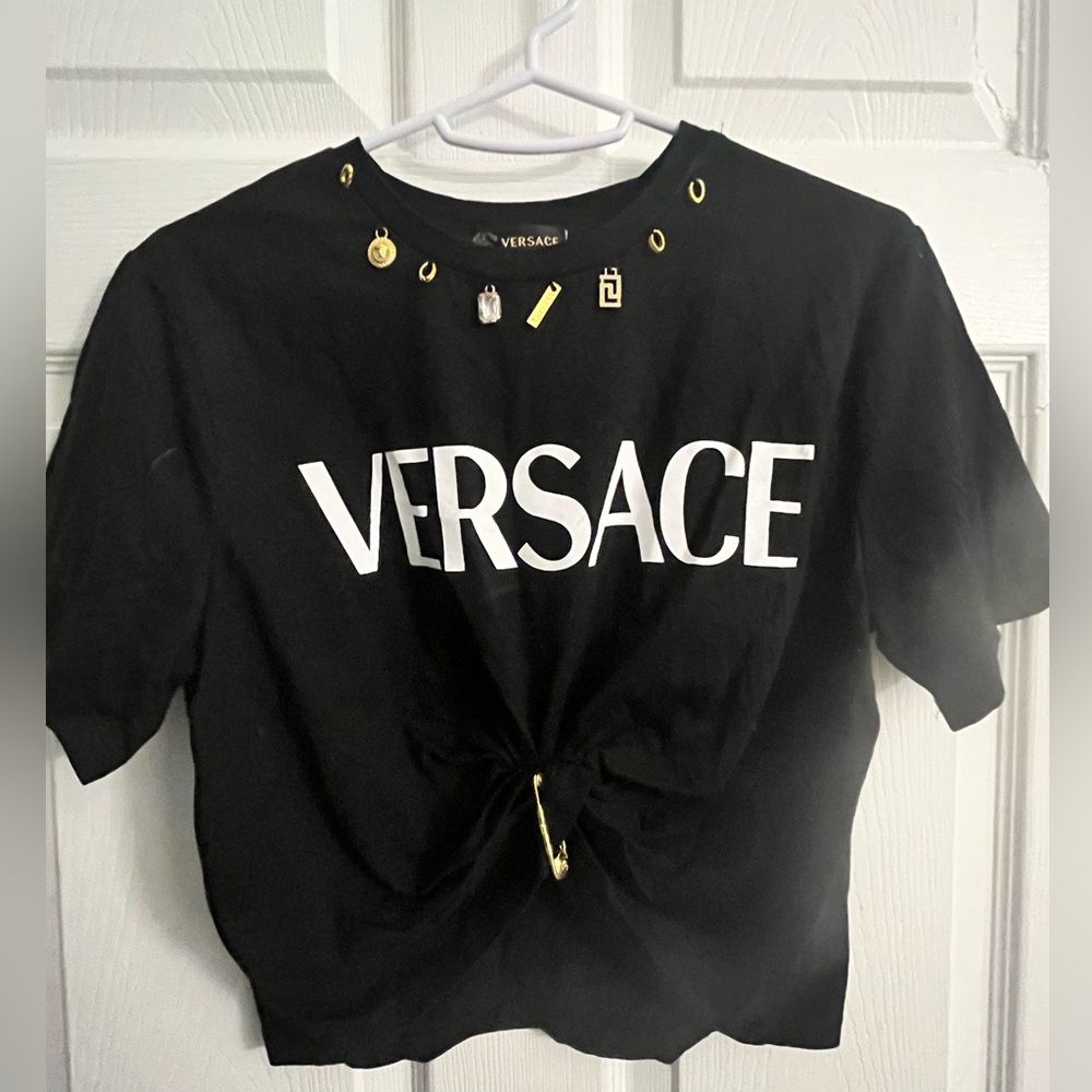 Versace Embellished Crop Top - Size Small -